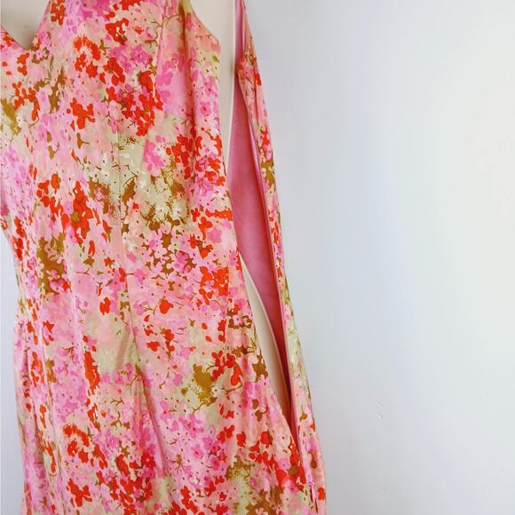 Ann Taylor VTG SZ 6 100% Silk Fully Lined Floral Dress Ruffle Bottom Y2K 90s - Picture 4 of 7
